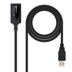 Nanocable Prolongador USB 2.0 Con Amplificador A/M-A/H Negro 5m - Cable USB