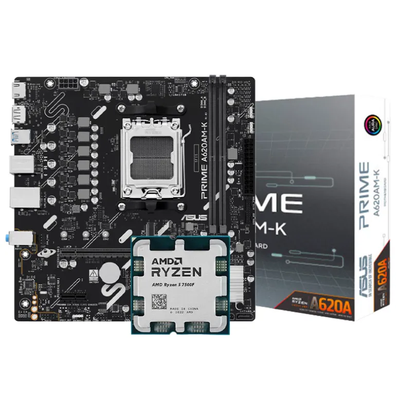 Pack AMD Ryzen 5 7500F 5.0GHz Tray + Asus Prime A620AM-K