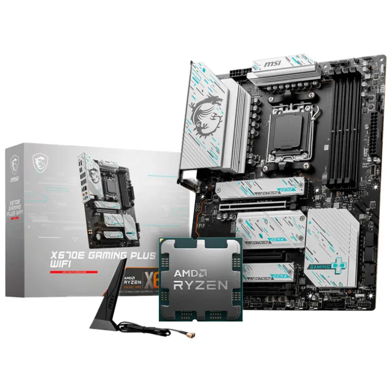 Pack AMD Ryzen 7 9800X3D 5.2GHz Tray + MSI X670E Gaming Plus WIFI