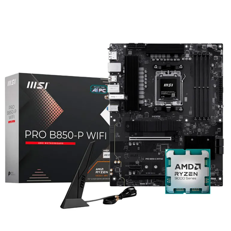 Pack AMD Ryzen 7 9850X3D 5.6GHz Tray + MSI PRO B850-S WIFI6E
