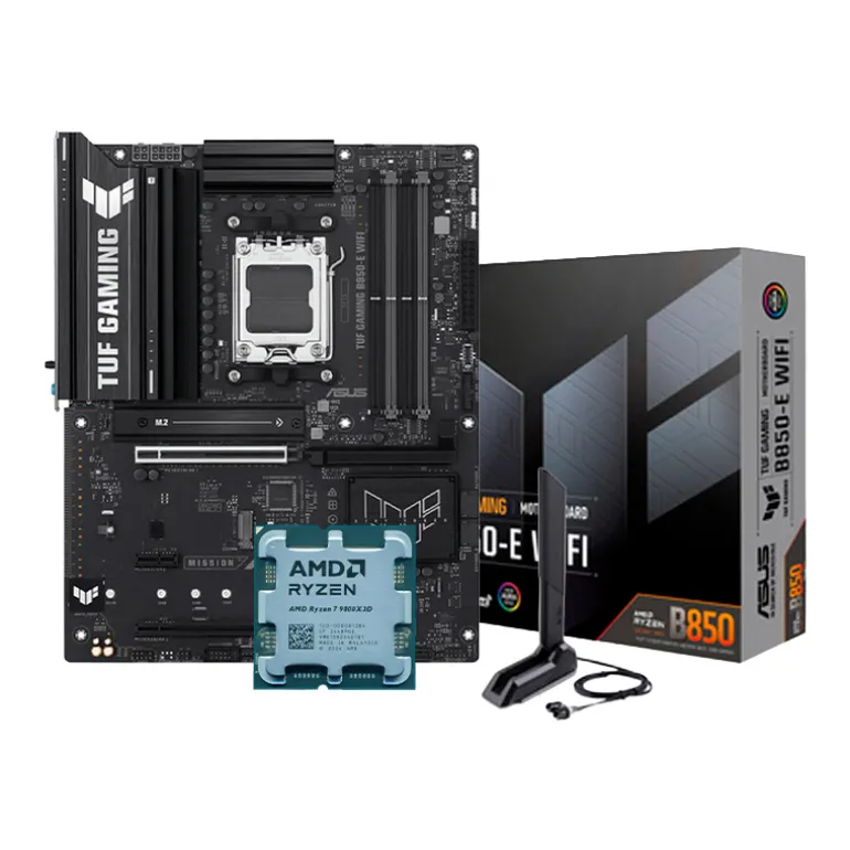 Pack Asus TUF Gaming B850-E WIFI + AMD Ryzen 7 9800X3D 5.2GHz Tray