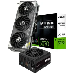 Pack  Asus TUF Gaming GeForce RTX 5070 OC 12GB DLSS4+Corsair RM750e 80 Gold 750W ATX 3.0 PCIE 5.0 Modular