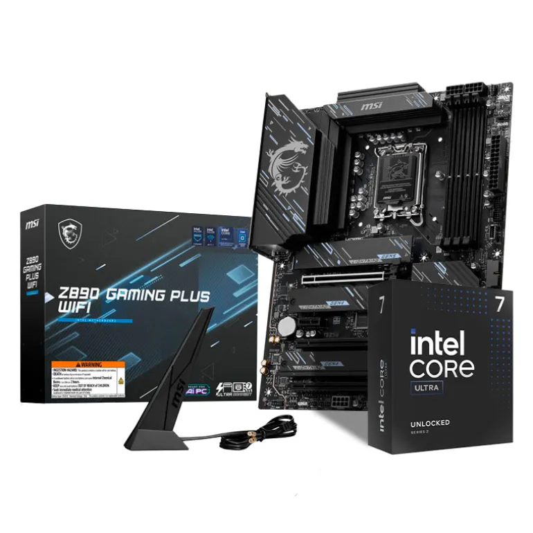 Pack MSI Z890 GAMING PLUS WIFI + Intel Core Ultra 7 265KF 5.5GHz Boxed