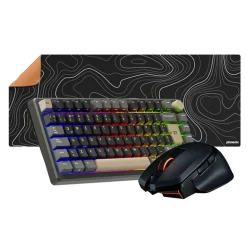 Pack  Royal Kludge RKM75 ISO-ES + Powercolor Alphyn AM10 + Phoenix Stratos Cuero 90x 40cm Negro