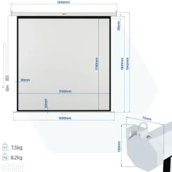 Pantalla Proyección iggual PSIES180 Eléctrica 100" 180x180cm