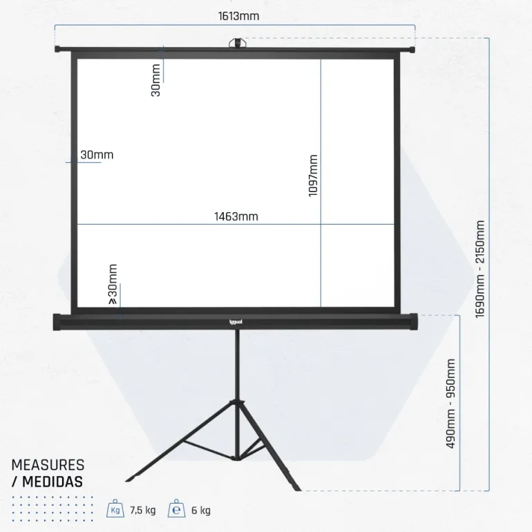 Pantalla Proyección iggual PSITS152 72" 152x115cm Con Trípode+Bolsa