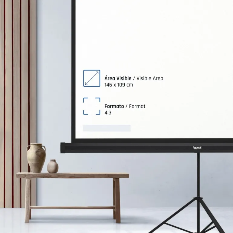 Pantalla Proyección iggual PSITS152 72" 152x115cm Con Trípode+Bolsa