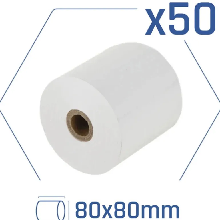 Papel Térmico iggual Caja 50 Rollos Sin BPA 80x80mm