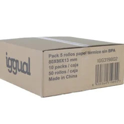 Papel Térmico iggual Caja 50 Rollos Sin BPA 80x80mm