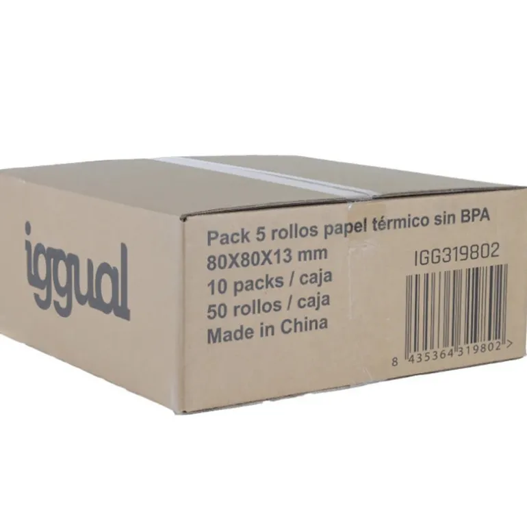 Papel Térmico iggual Caja 50 Rollos Sin BPA 80x80mm