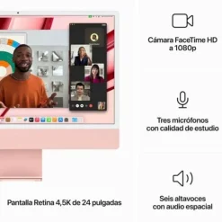 PC Todo En Uno Apple iMac M3 8GB 256GB 24"macOS Rosa