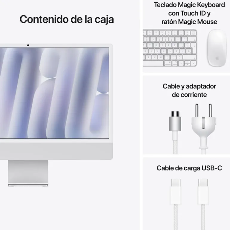 PC Todo En Uno Apple iMac M4 16GB 256GB 24" Vidro Nanotexturizado macOS Plata