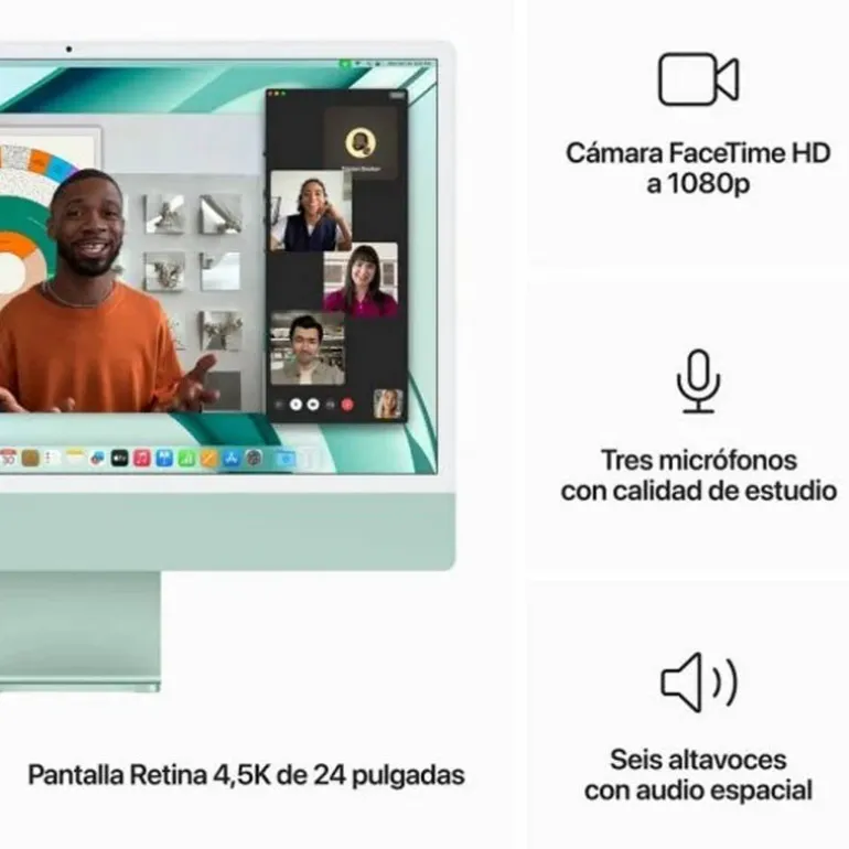 PC Todo En Uno Apple iMac M3 8GB 256GB 24"macOS Touch ID Verde