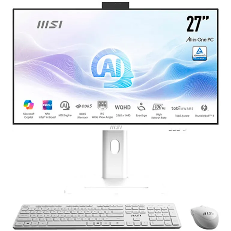 PC Todo En Uno MSI Modern AM273QP AI 1UM-246ES U7-155H 32GB 1TB 27" W11P Blanco