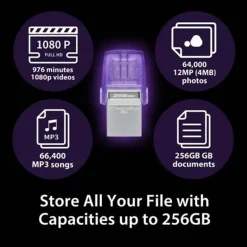 Pendrive Kingston DataTraveler MicroDuo 3C 128GB USB Tipo C Plata