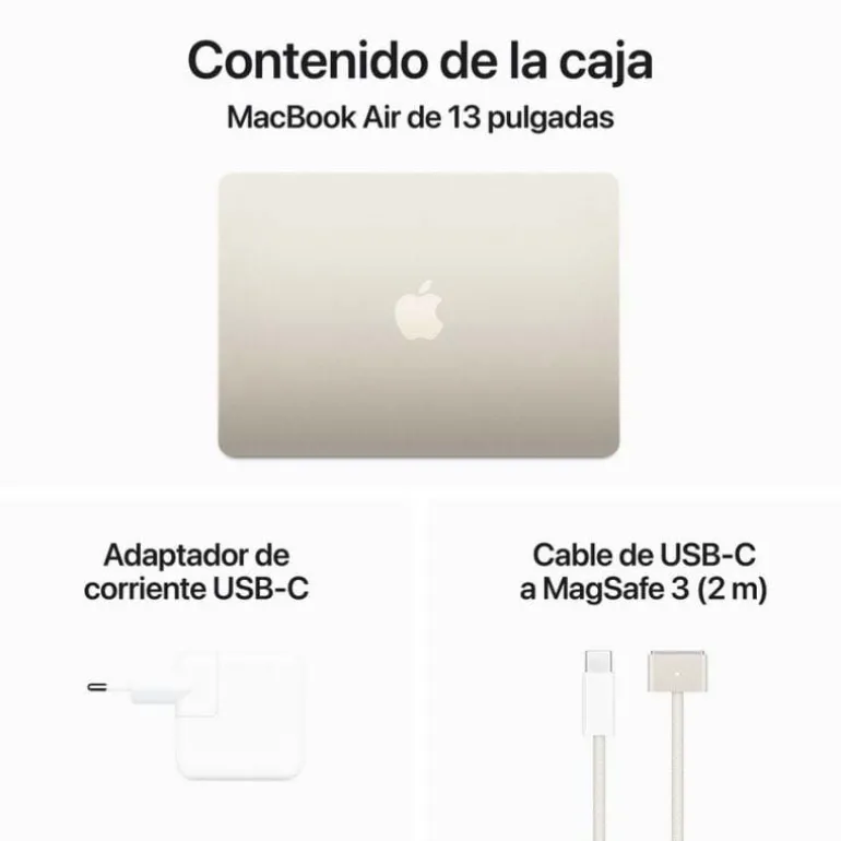 Portátil Apple MacBook Air 13 M3 8GB 256GB 13" macOS Blanco Estrella