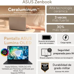 Portátil Asus Zenbook S14 OLED UX5406AA-SU248W U9-386H 32GB 14" 3K OLED W11H