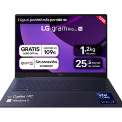 Portátil LG Gram Pro AI 16Z90TS U9-288V 32GB 1TB 16" W11H