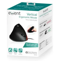 Ratón Ewent EW3156 Vertical Ergonómico 1000 Dpi 97g Negro