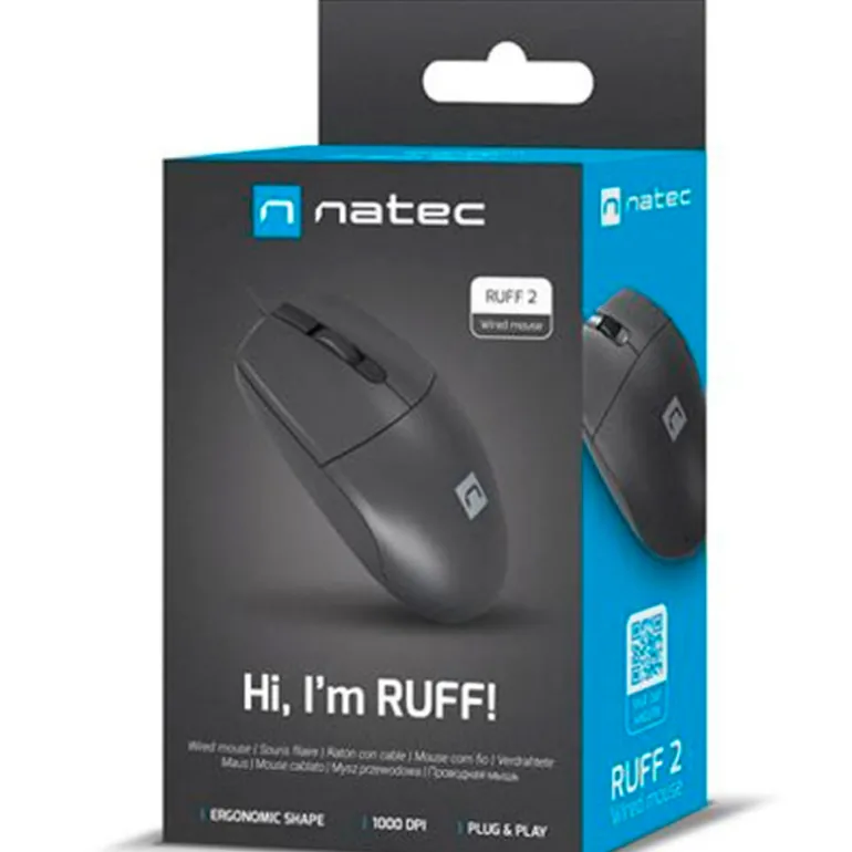 Ratón Natec Ruff 2 NMY-1987 1000 Dpi USB Óptico Negro