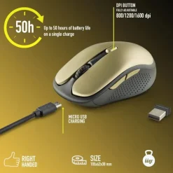 Ratón NGS Evo Rust 1600 DPI 66g Dorado