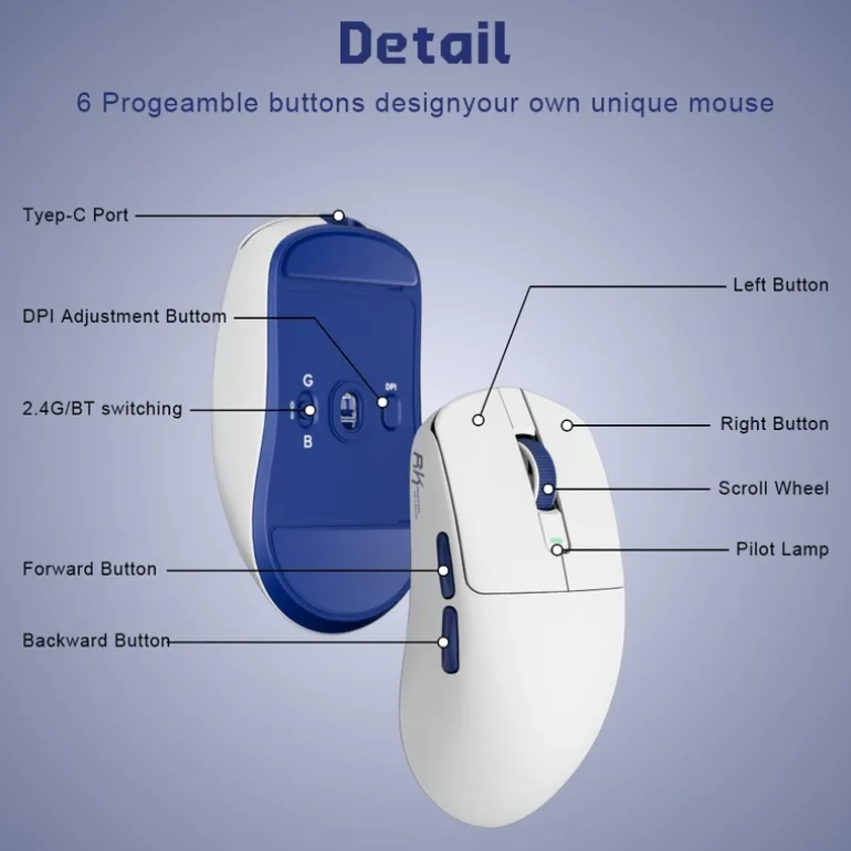 Ratón Royal Kludge RKM30 12000 Dpi 41g Wireless White Blue