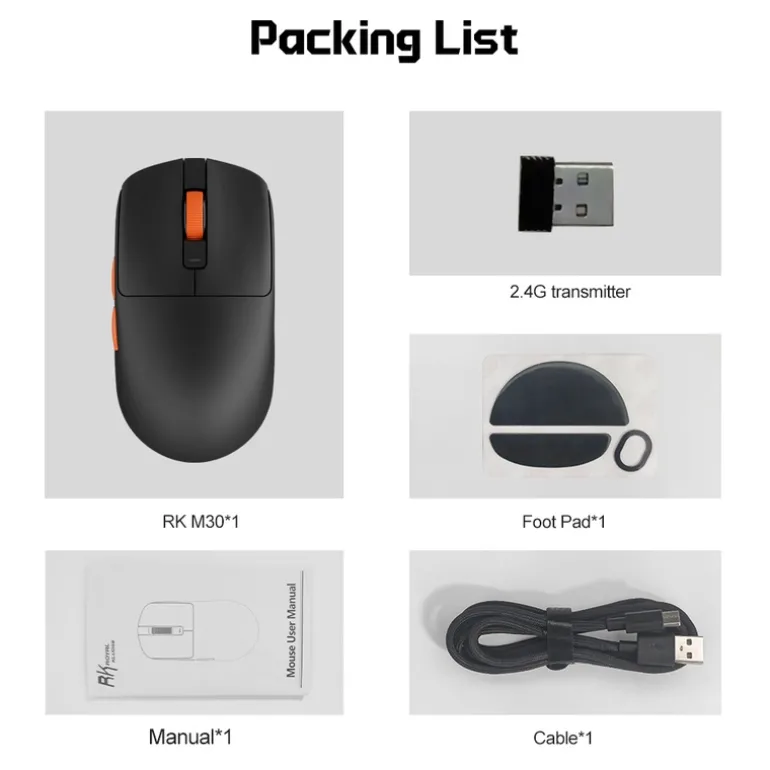 Ratón Royal Kludge RKM30 12000 Dpi 41g Wireless Black Orange