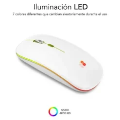 Ratón Subblim LED Dual Flat 1600 DPI Wireless RGB Blanco