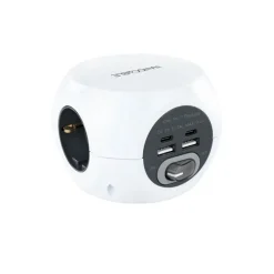 Regleta Nanocable Base Enchufe 4 USB Blanco