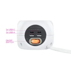 Regleta Nanocable Base Enchufe 4 USB Blanco