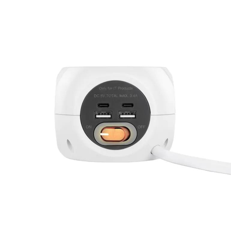 Regleta Nanocable Base Enchufe 2 USB-C + 2 USB-A Blanco