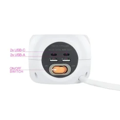 Regleta Nanocable Base Enchufe 2 USB-C + 2 USB-A Blanco