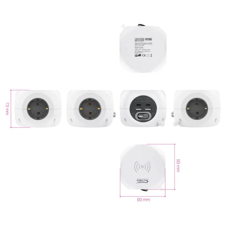 Regleta Nanocable Base Enchufe 2 USB-C + 2 USB-A Blanco