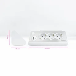 Regleta Nanocable Interruptor 3 Tomas USB-A + USB-C + Blanco