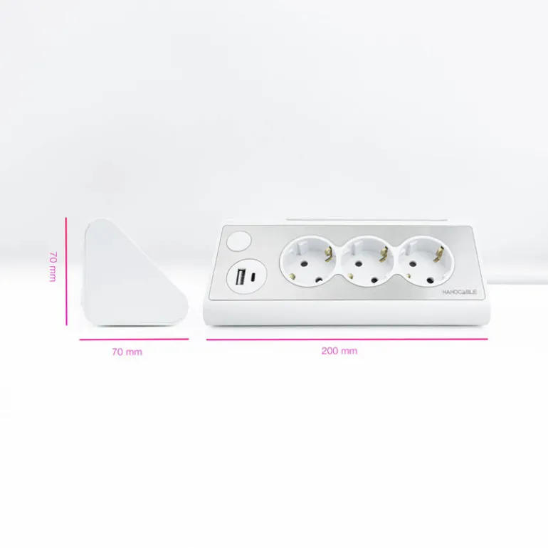 Regleta Nanocable Interruptor 3 Tomas USB-A + USB-C + Blanco