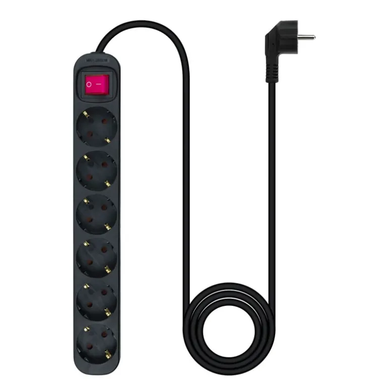 Regleta Nanocable Interruptor 6 Tomas 1.4m Negro
