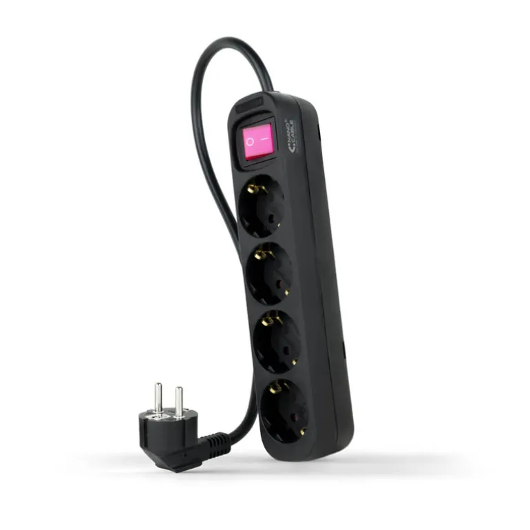 Regleta Nanocable Interruptor 4 Tomas 1.4m Negro