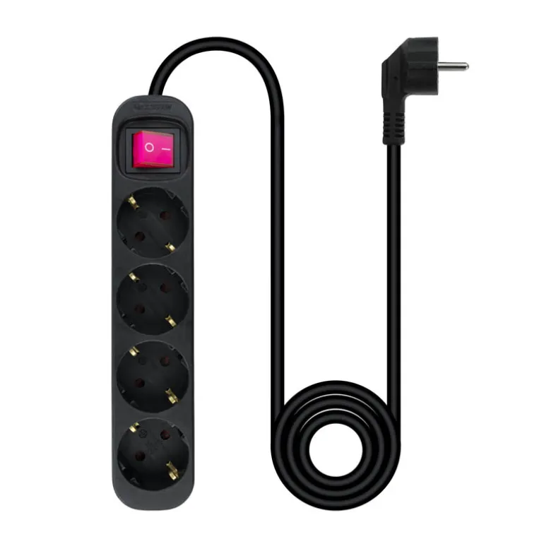 Regleta Nanocable Interruptor 4 Tomas 1.4m Negro