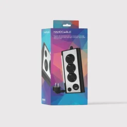 Regleta Nanocable Interruptor 3 Tomas USB-A + USB-C + Luz Negro