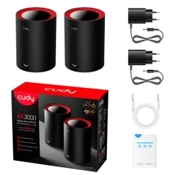 Repetidor Cudy M3000 Mesh 2.5G Wi-Fi 6 Doble Pack Negro