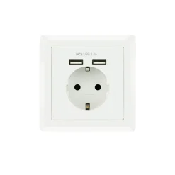 Roseta Nanocable Enchufe Pared Schuko + 2 USB 2.4A