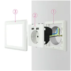 Roseta Nanocable Enchufe Pared Schuko + 2 USB 2.4A