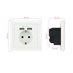 Roseta Nanocable Enchufe Pared Schuko + 2 USB 2.4A