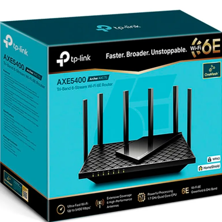 Router TP-Link Archer AXE75 Wi-Fi AX5400 Tri Band 4 Puertos