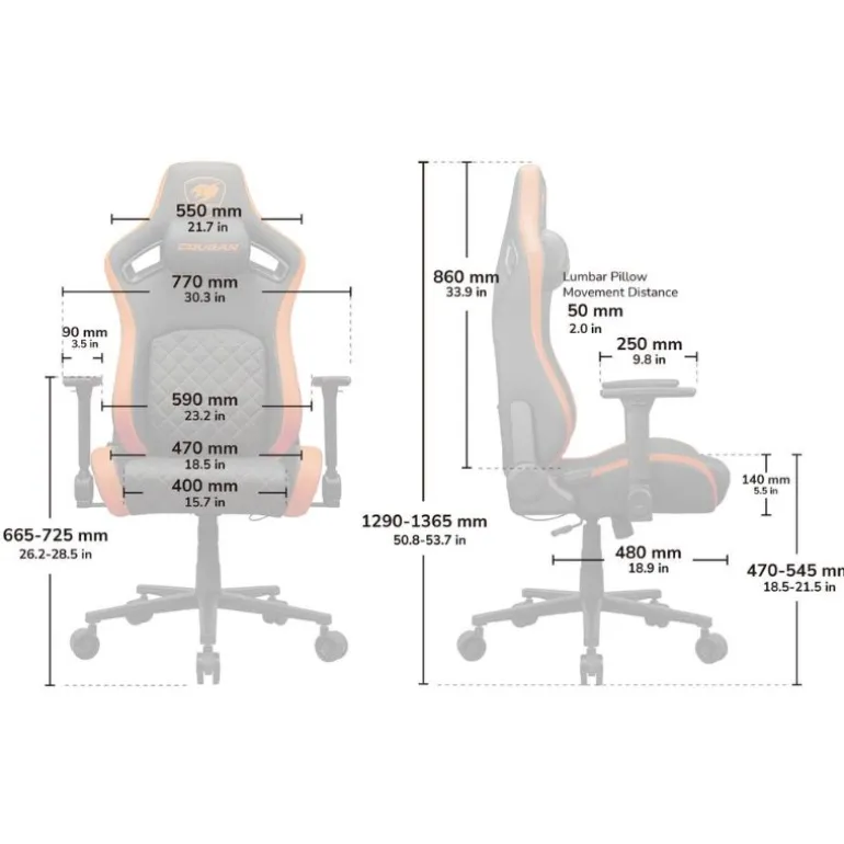 Silla Gaming Cougar Defensor Negro/Naranja