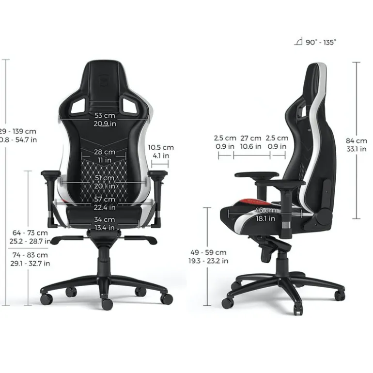 Silla Gaming Noblechairs Epic Real Cuero Blanco Rojo