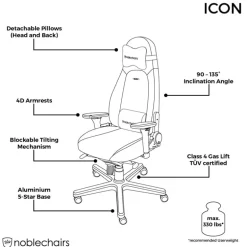 Silla  Noblechairs ICON Gaming Real Leather Marrón/Negro