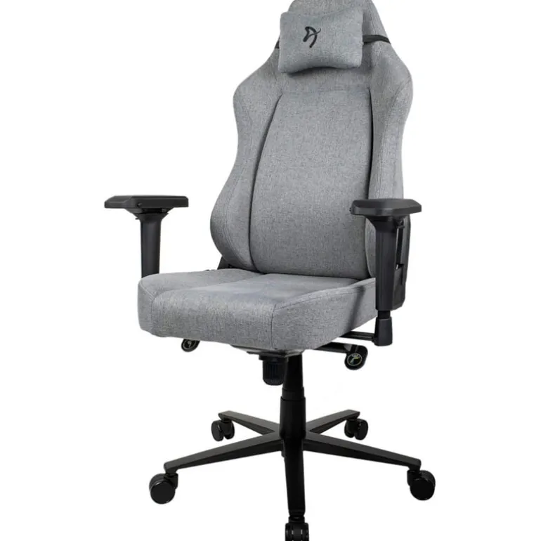 Silla Oficina Arozzi Primo Woven Fabric Gris Logo Negro