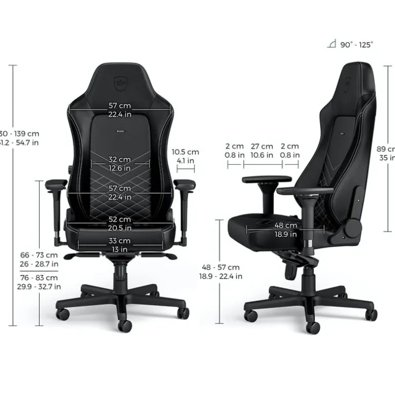 Silla Oficina Noblechairs Hero PU Cuero Negro Blanco