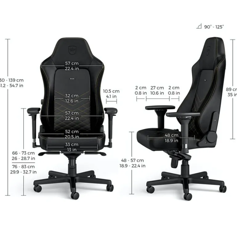 Silla Oficina Noblechairs Hero PU Cuero Negro Dorado